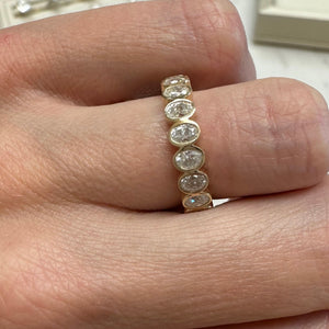 Beau Moissanite Oval Eternity Band w/ Bezel Set 14k Yellow Gold Band - TOVAA
