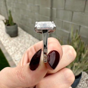 Stella 4.25 Carat Emerald Solitaire Moissanite Engagement Ring w/ 14k White Gold Band - TOVAA