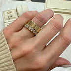 Beau Oval Moissanite Full Eternity Band Engagement Ring w/ 14k Yellow Gold Band - TOVAA