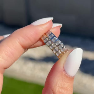 Beau Emerald Moissanite Eternity Band w/ 14k White Gold Band - TOVAA