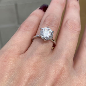 Danielle 3.5 ct Moissanite Ring W/ 14k White Gold Band + Colorless Round Moissanite  Video