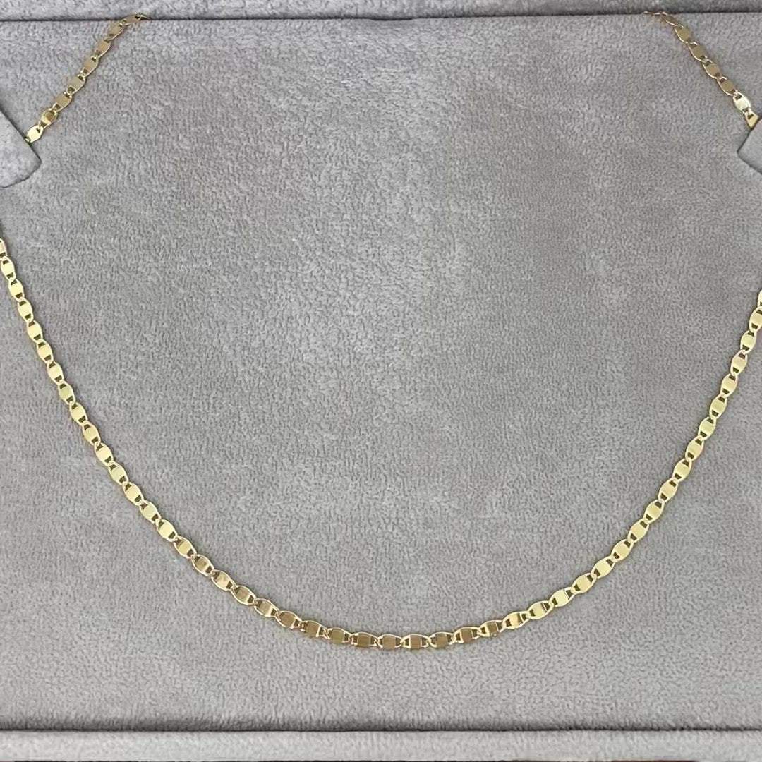 Mirror Link Chain 14k Gold Necklace - TOVAA