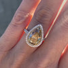 Reese 5.2 Carat Engagement Ring w/ Canary Pear Moissanite & 8k Yellow Gold & Platinum Setting - TOVAA