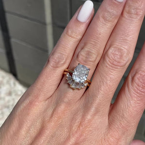 Bergetta Moissanite Curved Wedding Band with Baguettes - TOVAA