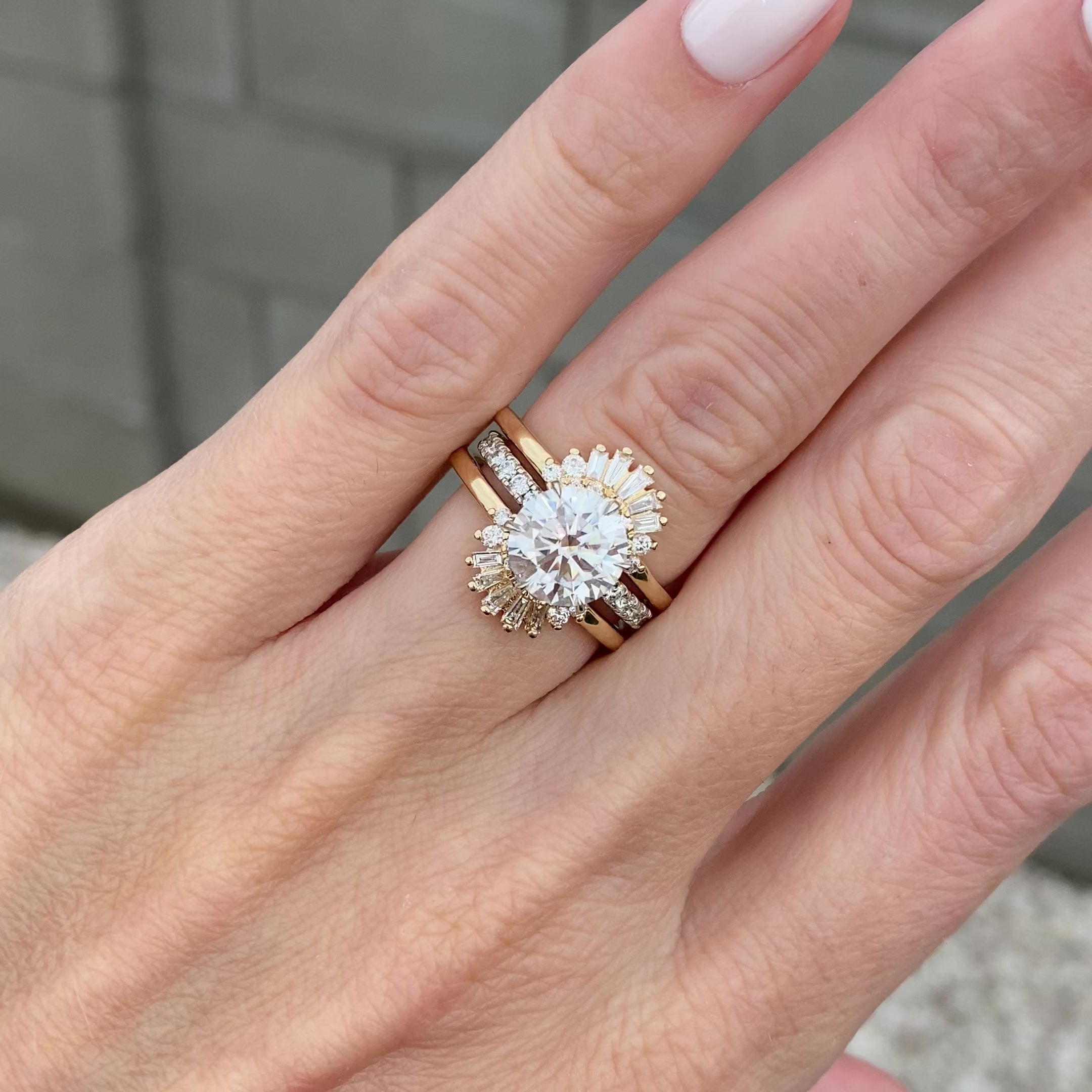 Gabriella Moissanite Ring Guard w/ 14k Yellow Gold Band - TOVAA