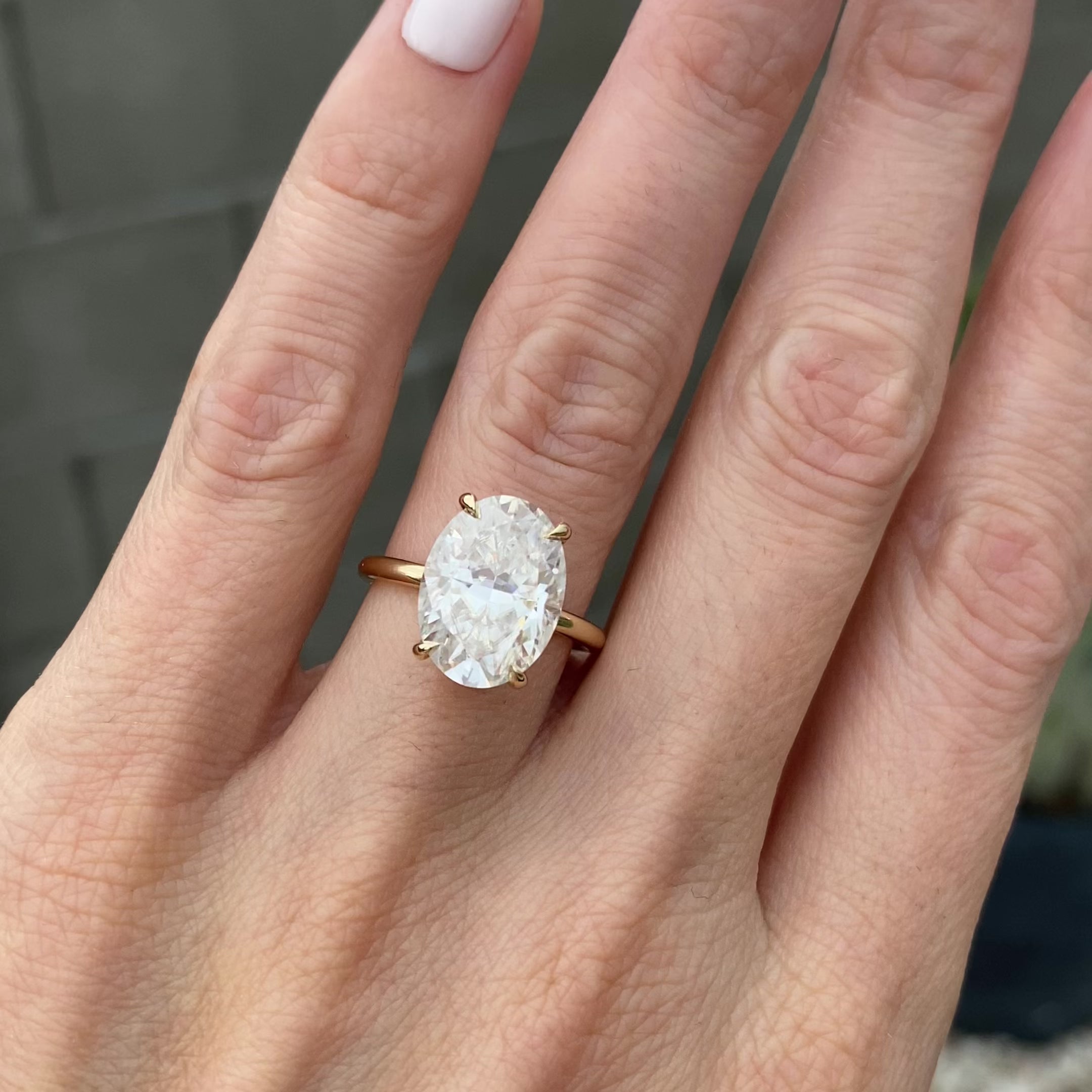 Olivia 6.2ct Oval Moissanite Engagement Ring w/ Hidden Halo - TOVAA