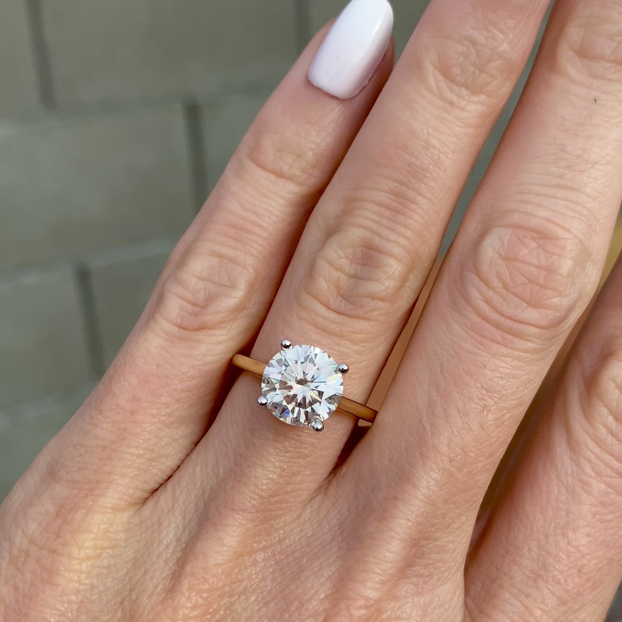 Morgan 3ct Moissanite Ring w/ Cathedral Taper & 2-Tone 14k Band - TOVAA