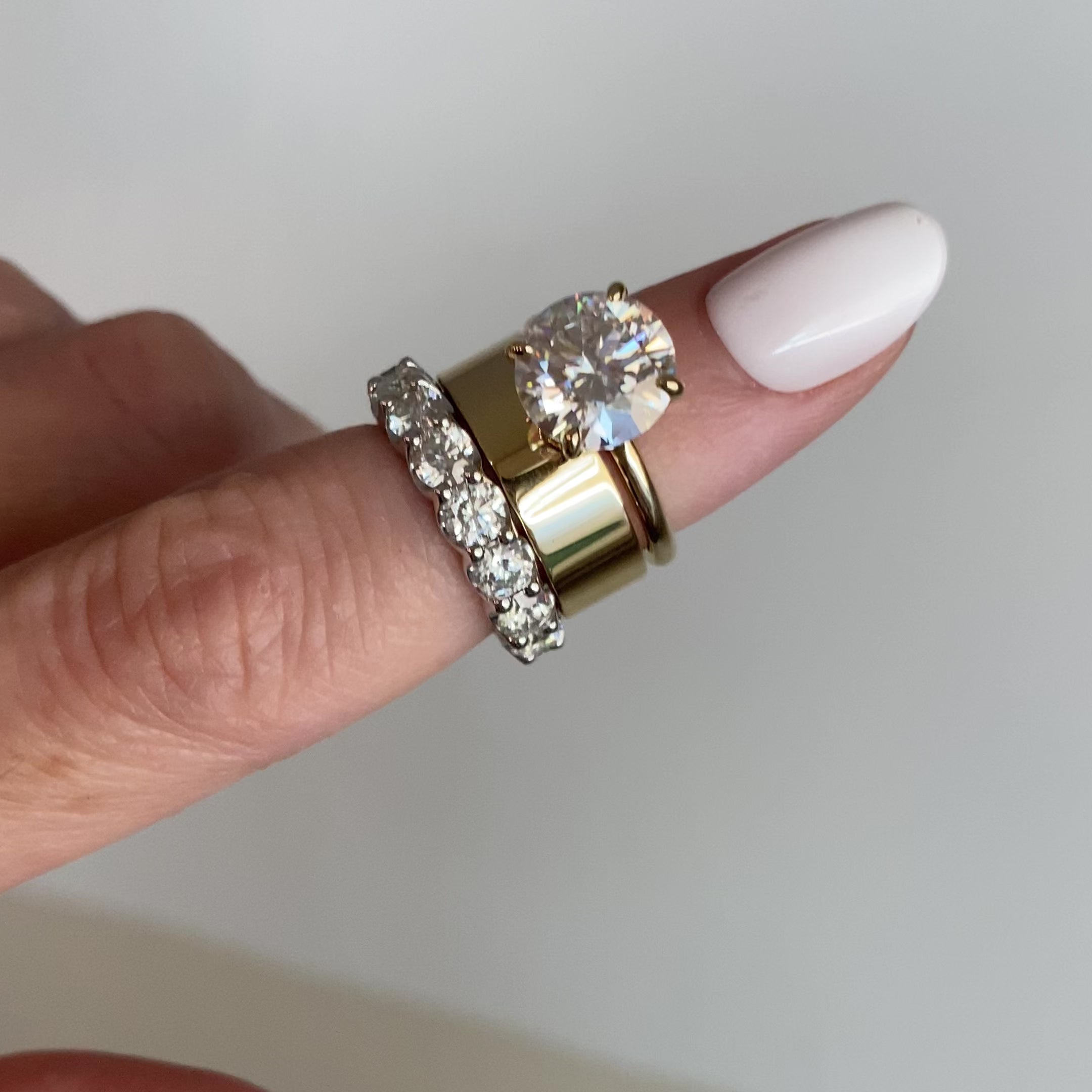 Danielle 3 Carat Colorless Moissanite Solitaire Round Engagement Ring w/ 14K Yellow Gold Setting - TOVAA 