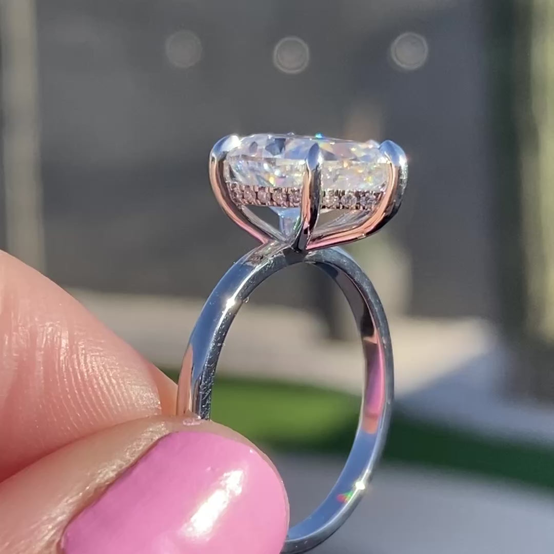 Olivia Flush 3.45 Carat Pear Moissanite Engagement Ring w/ Hidden Halo (Size 7.75) - TOVAA