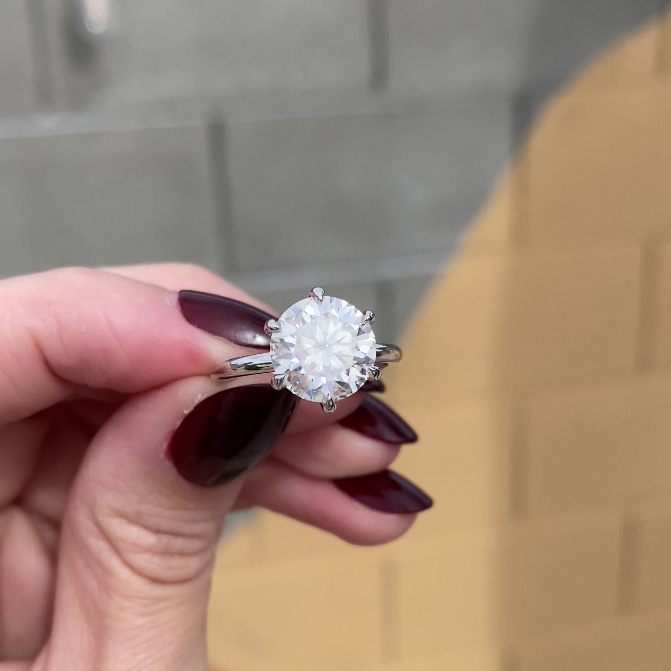 Danielle Solitaire 3.5 Carat Colorless Round Moissanite Ring with Hidden Halo and 14k White Gold Band - Video