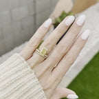 Kate 4.8 Carat Radiant Solitaire Canary Yellow Moissanite Engagement Ring with Hidden Halo and 14k Yellow Gold Flush Band