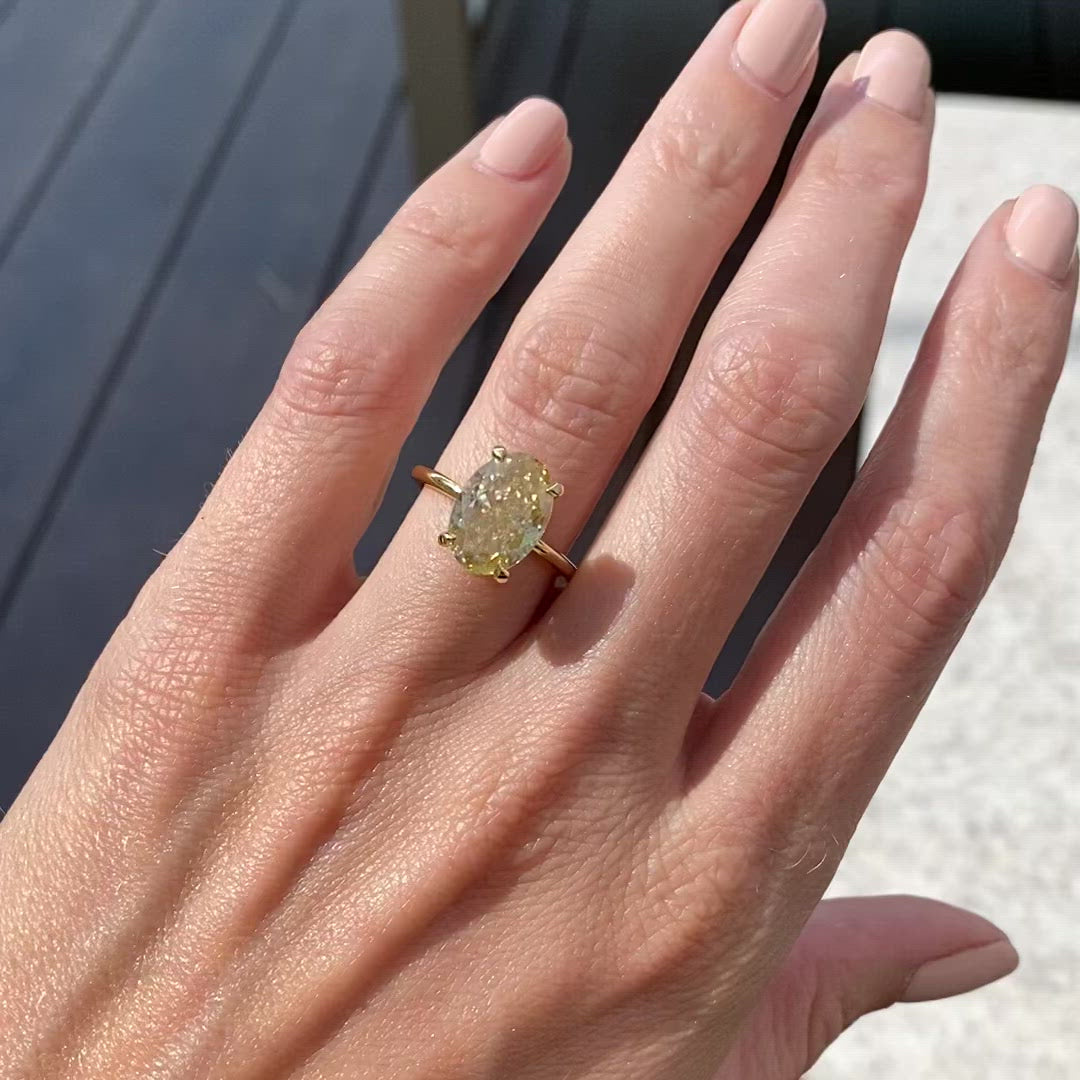 Olivia 4.9 Carat Oval Moissanite Engagement Ring w/ 18k Yellow Gold Setting - TOVAA VIDEO