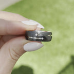 Edwin White Gold & Black Zirconium Men's Wedding Band - TOVAA