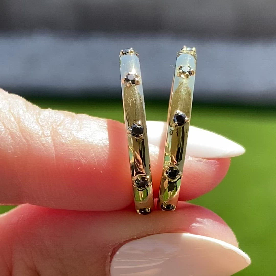 Luna 14k Yellow Gold Eternity Band w/ Black Moissanite Stones Video