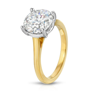Morgan 3 Carat Round Moissanite Ring w/ 2-Tone 14k Band - TOVAA