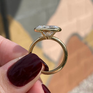 Bella East West Oval Moissanite Ring w/ 14k Yellow Gold Band - TOVAA