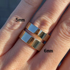 TOVAA Flat Cigar Band w/ 14k Yellow Gold Band 5mm vs 6mm ring
