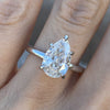 Olivia 3.45ct Flush Pear Moissanite Engagement Ring w/ Hidden Halo & 14k White Gold Band (Size 7.75) - TOVAA 