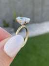 Olivia 4.7 Carat Oval Moissanite Solitaire Engagement Ring with Hidden Halo and 2-Tone 14k White and Yellow Gold Setting