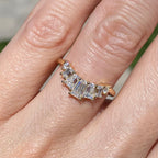 Bergetta Moissanite Curved Wedding Band with Baguettes - TOVAA