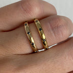 Luna Full Eternity Band w/ 14k Yellow Gold Band & Black Moissanite Stones
