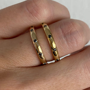 Luna Full Eternity Band w/ 14k Yellow Gold Band & Black Moissanite Stones
