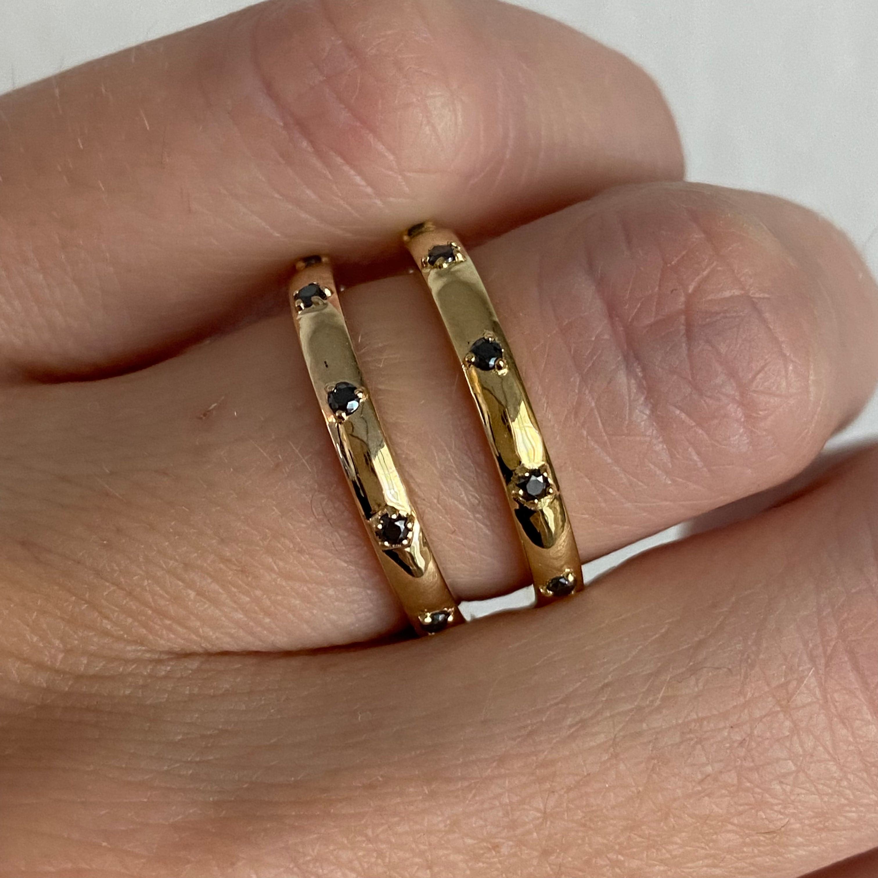 Luna Full Eternity Band w/ 14k Yellow Gold Band & Black Moissanite Stones