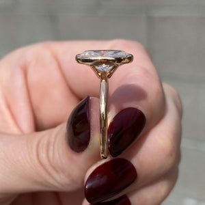 Bella 4.7 Carat Oval Moissanite Bezel Set Engagement Ring w/ 14K Rose Gold Band - TOVAA