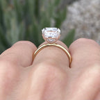 Olivia 4.2ct Cushion Cut Moissanite Engagement Ring w/ Flush 2-tone White & Yellow Gold Setting - TOVAA