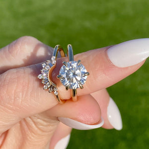 Elizabeth Moissanite Contour band 2/ 14k Yellow Gold Band - TOVAA