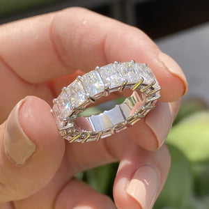 Hope Moissanite Radiant Cut Eternity Band w/ 14k White Gold Setting - TOVAA