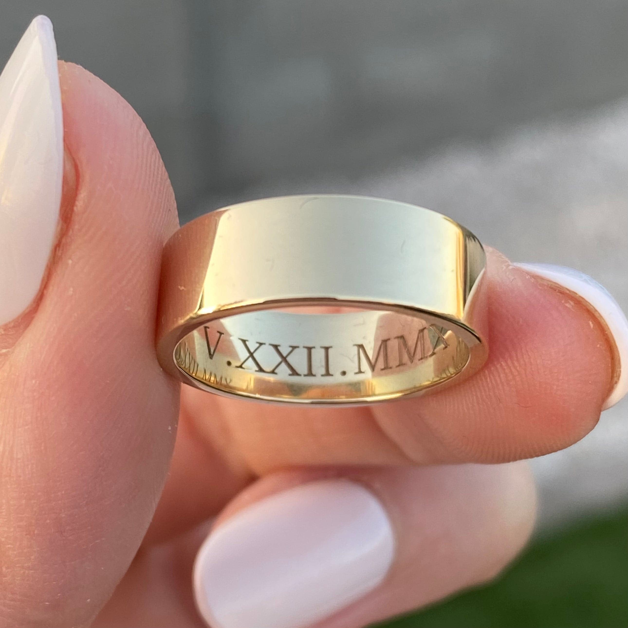 TOVAA Solid Gold Cigar Band Ring 6mm w/ Custom Inscription