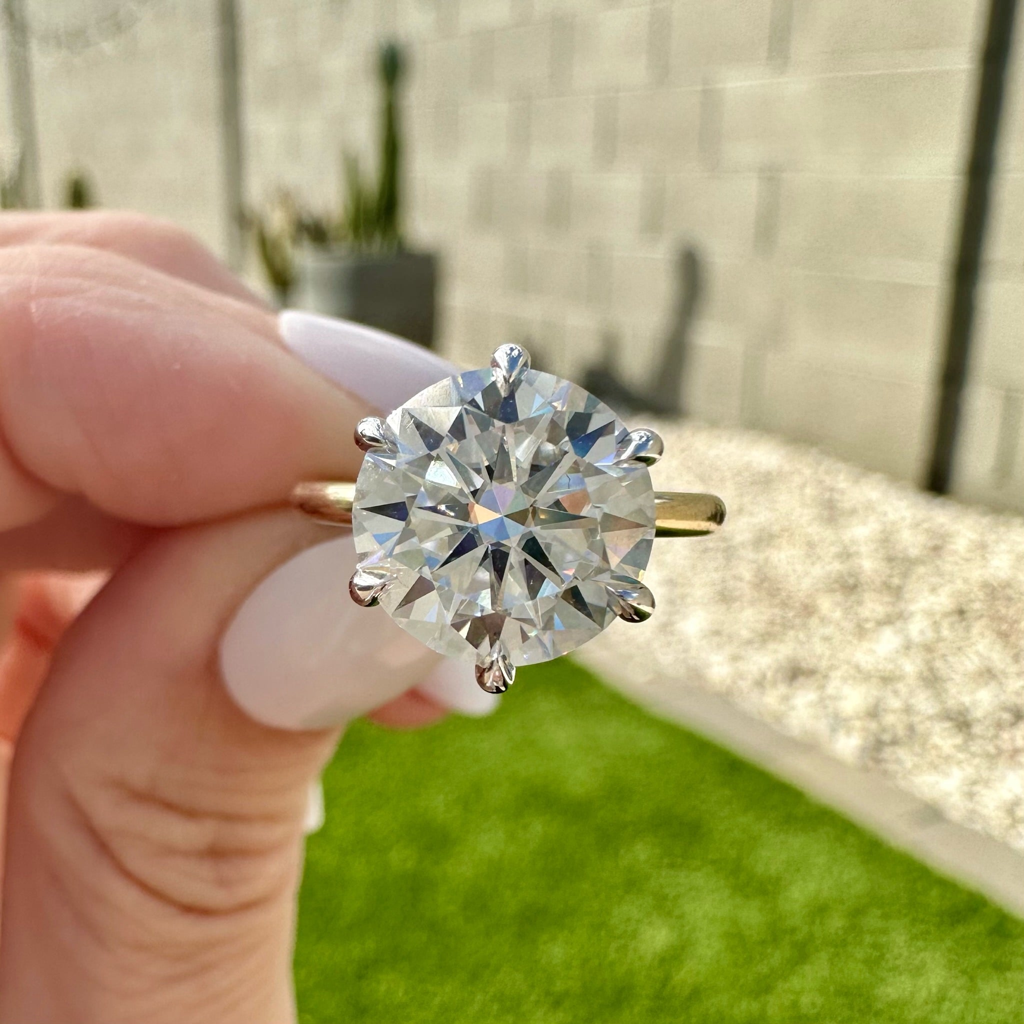 Danielle 3.5 Carat Round Moissanite Engagement Ring w/ Hidden Halo Two Tone