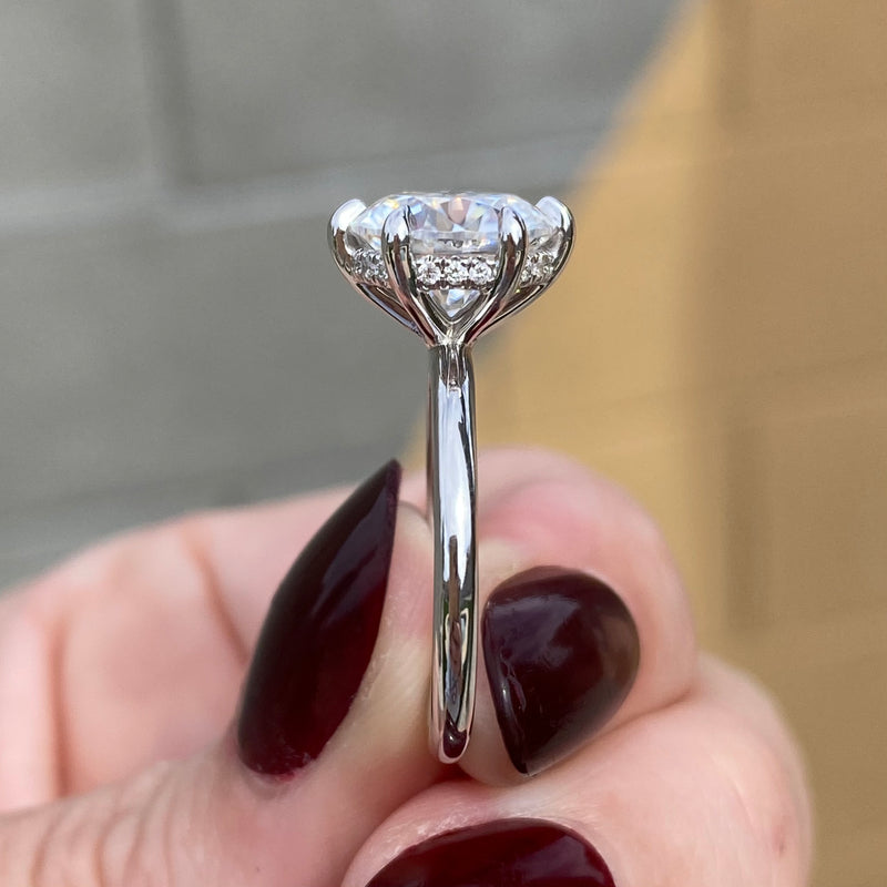 Danielle (3.5ct) Round Moissanite Engagement Ring (+) Hidden Halo