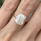Olivia 4.2ct Cushion Cut Moissanite Engagement Ring w/ Flush 2-tone White & Yellow Gold Setting - TOVAA