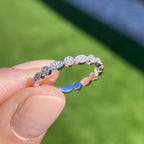 Victoria Moissanite Eternity Band - Full Eternity, Vintage Design, Round Brilliant Cut, 1.1mm Size, Colorless (DEF), VVS Clarity, 2.0mm Band Width