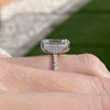 Kate Flush 5 Carat Colorless Emerald Moissanite Ring W/ Hidden Halo & 2-Tone 14k White and Yellow Gold Pavé Setting  Side View
