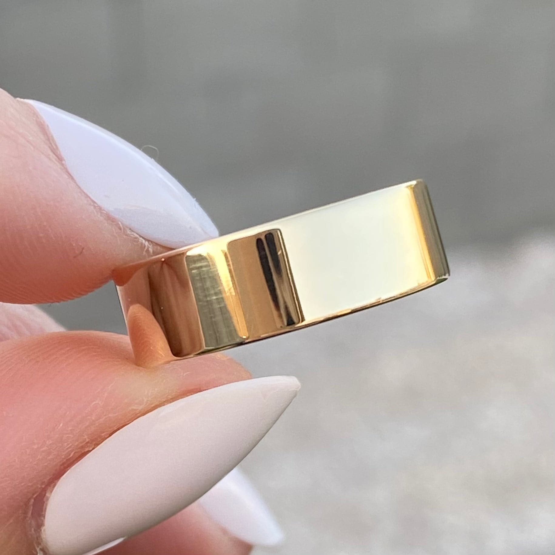 TOVAA Flat Cigar Band w/ 14k Yellow Gold Band