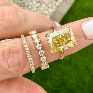 Kate 4.8 Carat Moissanite Radiant Solitaire Engagement Ring with Hidden Halo & 14k Yellow Gold Flush Band