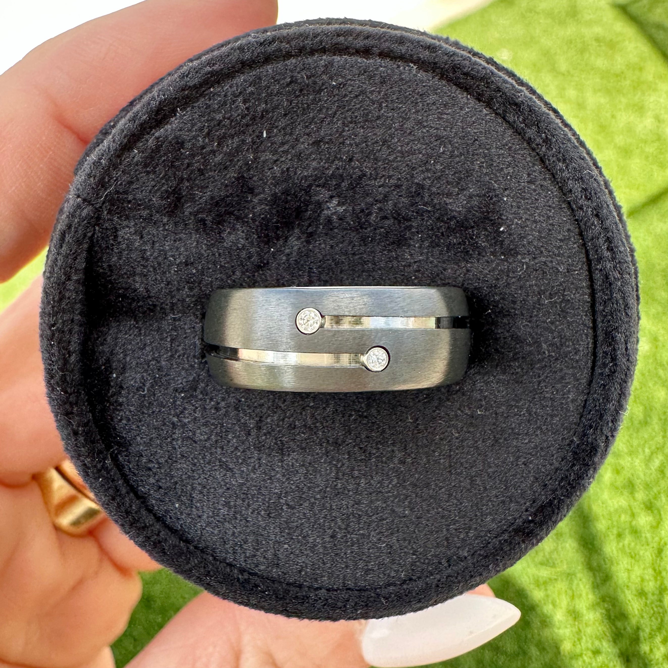 Edwin White Gold & Black Zirconium Men's Wedding Band - TOVAA