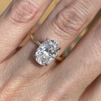 Amanda Moissanite 2 Ct Oval Engagement Ring w/ 2-Tone 14k White & Yellow Gold Band - TOVAA