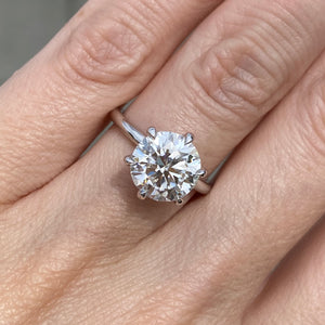 Danielle Solitaire 3.5 Carat Colorless Round Moissanite Ring with Hidden Halo and 14k White Gold Band