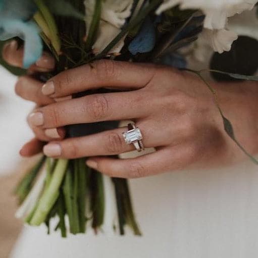 Stella 4.25 Carat Emerald Solitaire Moissanite Engagement Ring w/ 14k White Gold Band - TOVAA