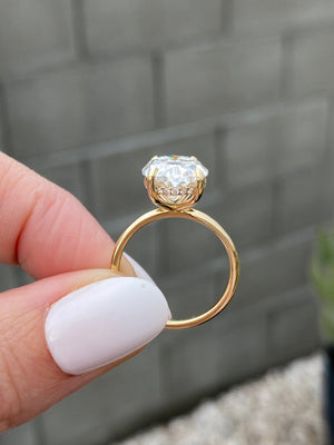 Olivia FLUSH 6.2ct Oval Moissanite Engagement Ring w/ Lab Diamond Hidden Halo - TOVAA