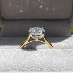 Morgan 3 Carat Round Moissanite Ring w/ 2-Tone 14k Band - TOVAA