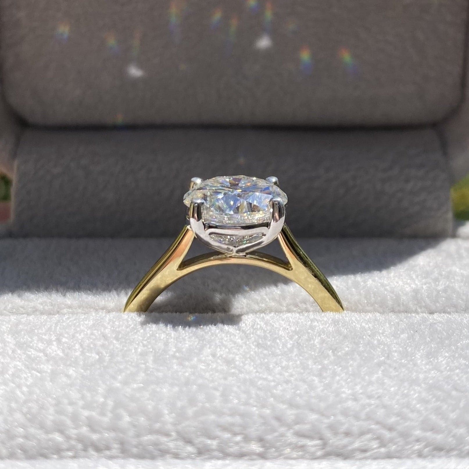 Morgan 3 Carat Round Moissanite Ring w/ 2-Tone 14k Band - TOVAA