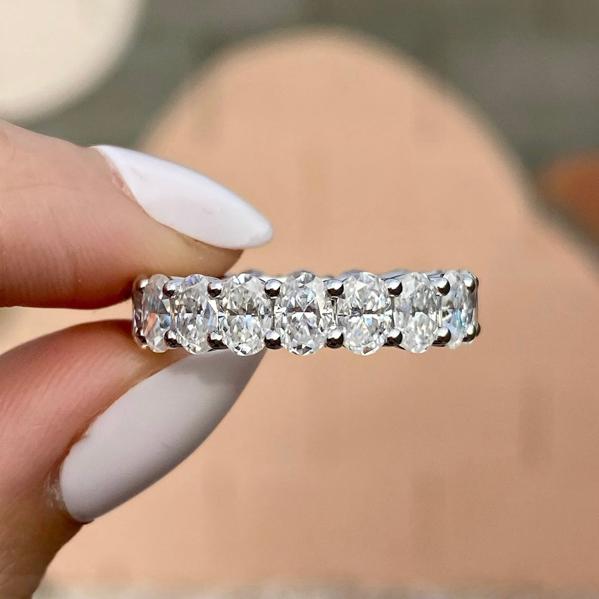 Faith Large Oval Moissanite Full Eternity Band (Size 6.5) - TOVAA 