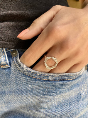 Corie Wreath Circle Ring w/ Round, Pear, & Oval Moissanite (Size 7) - TOVAA