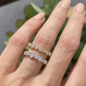 Beau Alternating Bezel Eternity Band w/ 14k White Gold Band - TOVAA