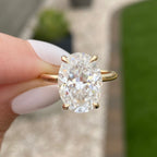 Olivia FLUSH 6.2ct Oval Moissanite Engagement Ring w/ Lab Diamond Hidden Halo - TOVAA